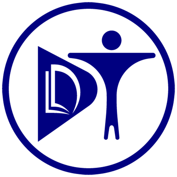 Logo of DIGITAL TECHEEZ | A circular blue logo featuring a stylized capital 'D' and 'T' as anacronym of DIGITAL TECHEEZ. The 'D' is formed with a bold triangular shape containing an open book icon, symbolizing knowledge and digital content. The 'T' next to it resembles both the universal accessibility symbol and a holy cross, representing inclusivity, support, and service. The design reflects a balance between technology, education, and human-centric service.